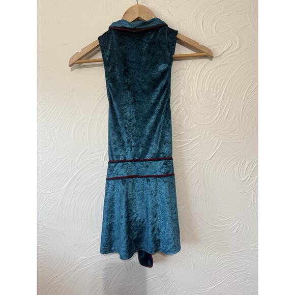 Free People Intimately Late Night Velvet Wrap Top Blouse Teal Burgundy Trim Sz S - Picture 3 of 6